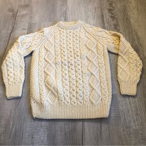 John Molloy Fisherman Knit 100% Wool Sweater Women’s Medium Ireland Cream